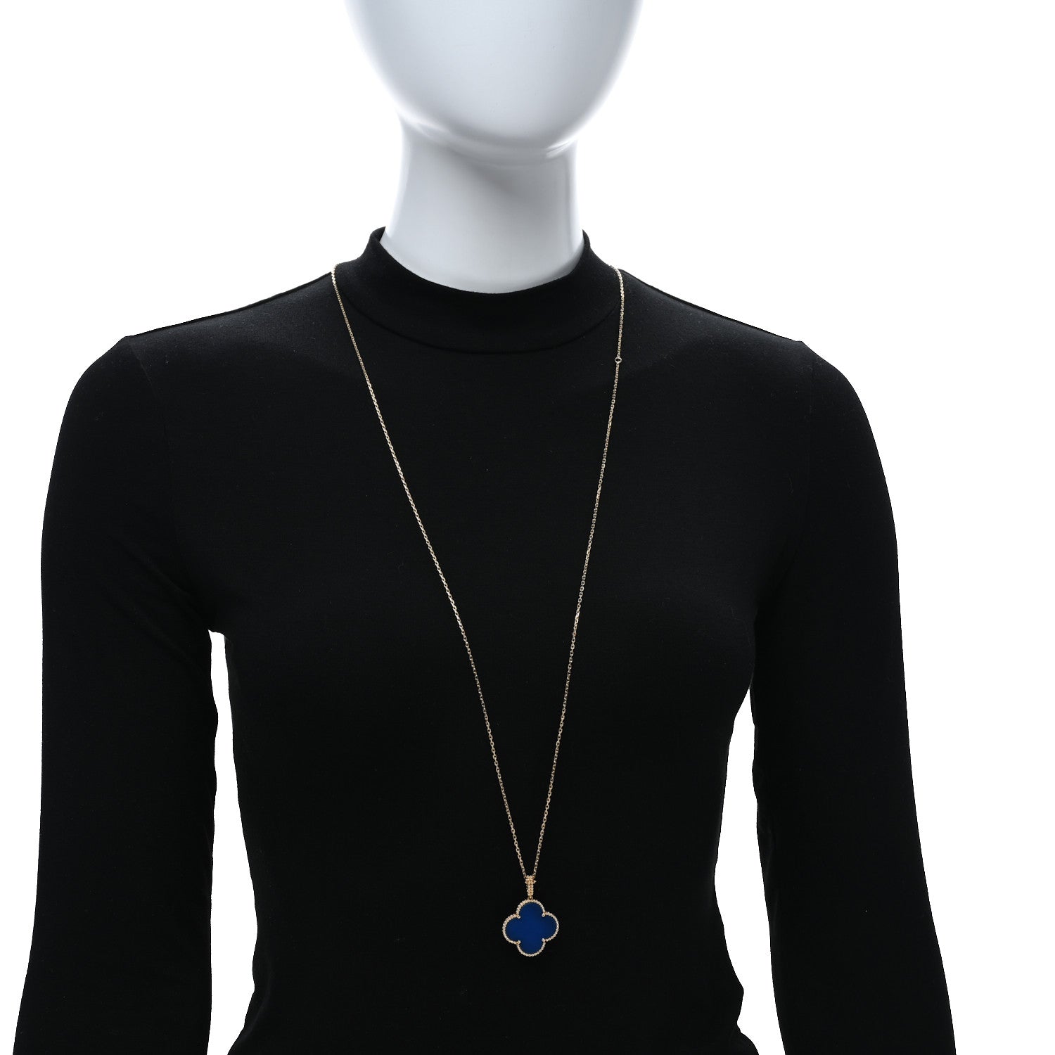 Van Cleef & Arpels 18K Yellow Gold Blue Agate Magic Alhambra Long Necklace 3 of 4