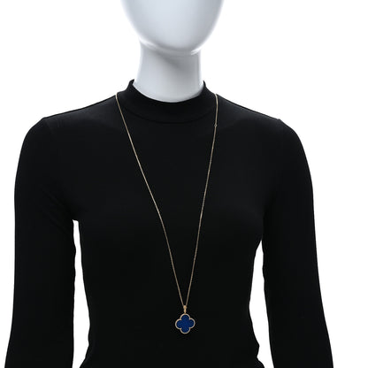 Van Cleef & Arpels 18K Yellow Gold Blue Agate Magic Alhambra Long Necklace 3 of 4