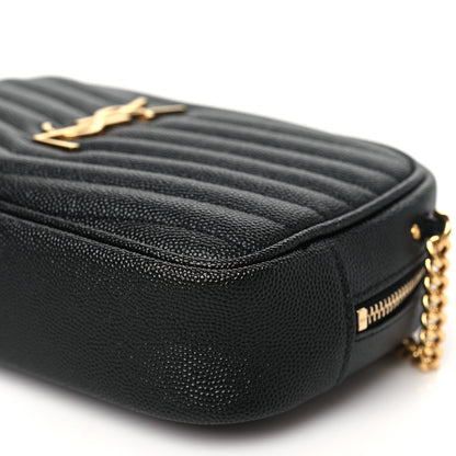 Saint Laurent Grain De Poudre Matelasse Monogram Mini Lou Camera Bag Black 10 of 11