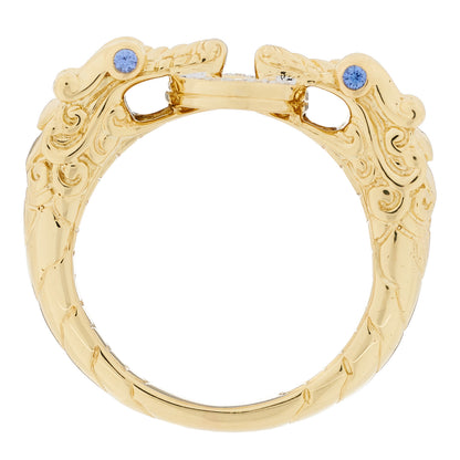 John Hardy 18K Yellow Gold Diamond Blue Sapphire Legends Naga Dragon Head Ring 56 7.5 1 of 5