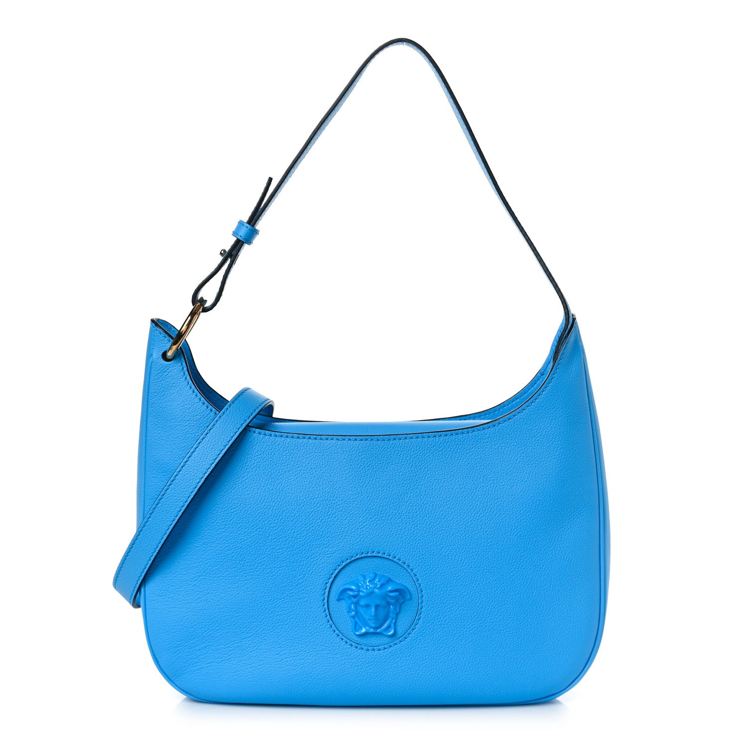 Versace Grained Calfskin La Medusa Medium Hobo Crossbody Blue 1 of 8