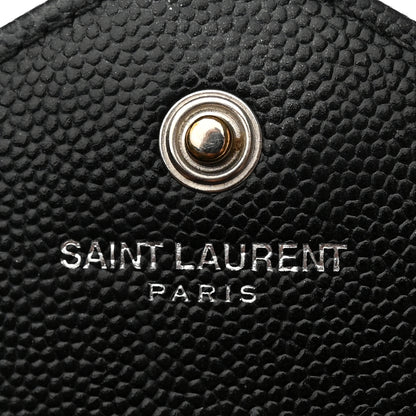 Saint Laurent Grain De Poudre Matelasse Chevron Monogram Chain Wallet Black 6 of 18