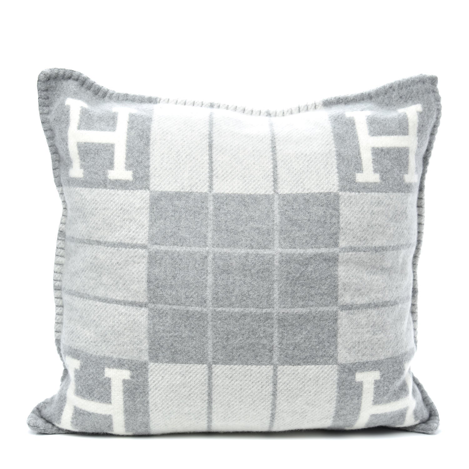 Hermes Wool Cashmere Avalon III Pillow PM Ecru Gris Clair 1 of 3