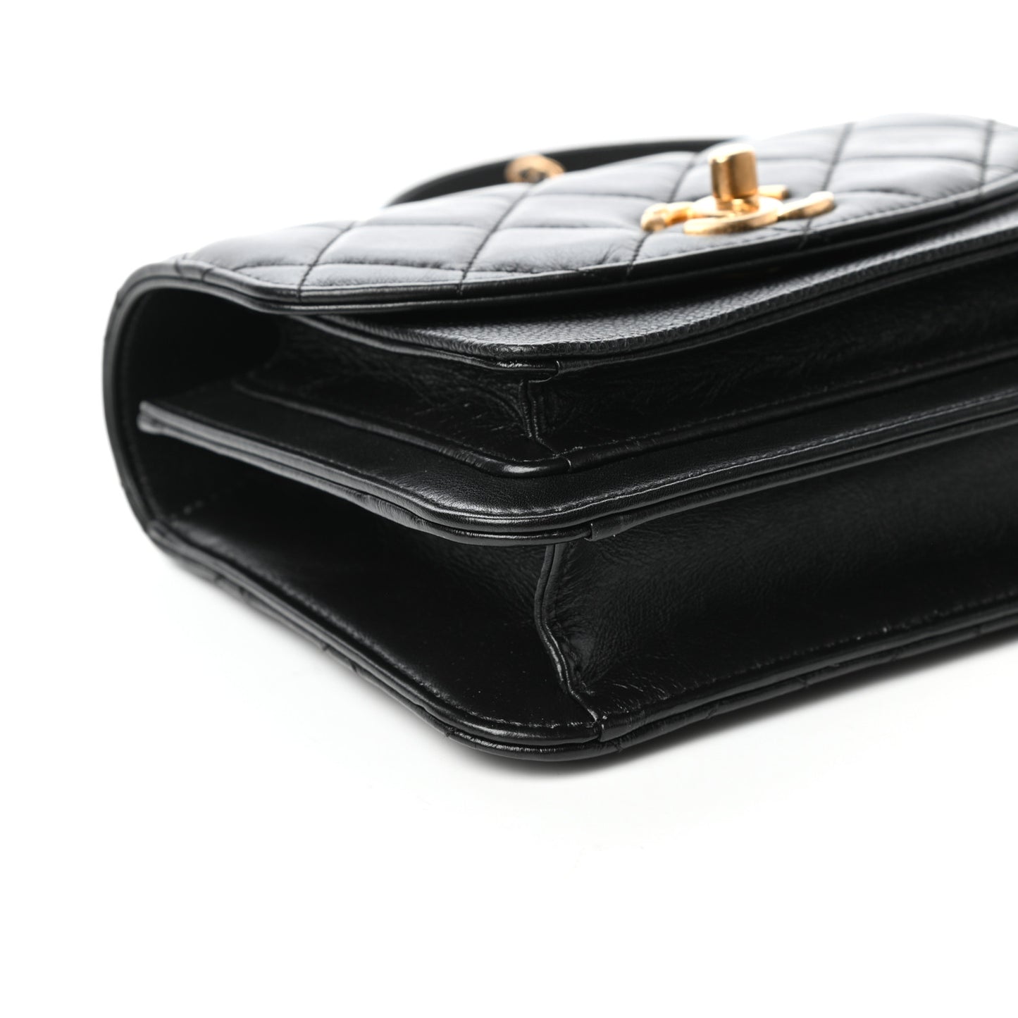 Calfskin Caviar Quilted Mini Chain Handle Flap Black