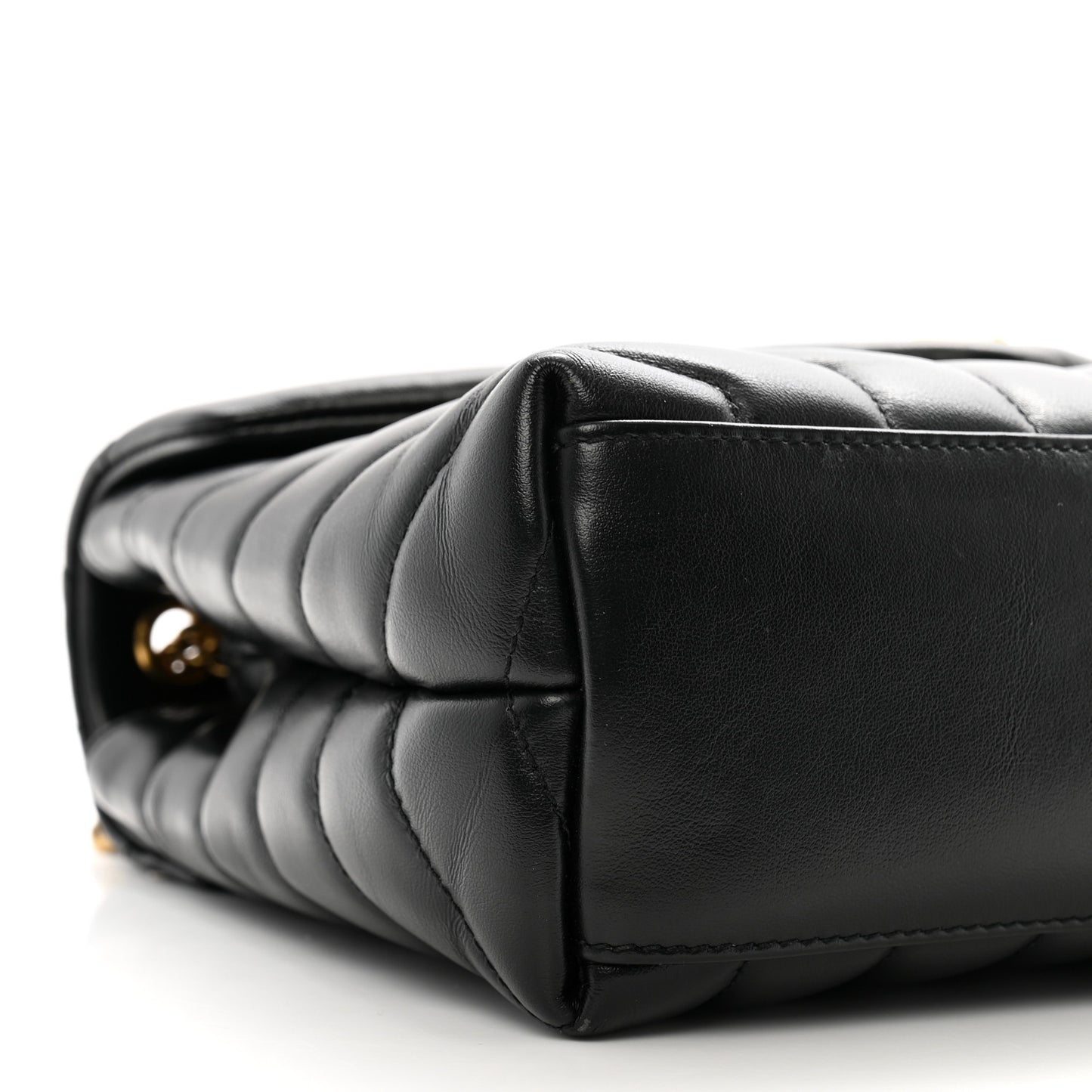 Calfskin Y Quilted Monogram Small Loulou Chain Satchel Black