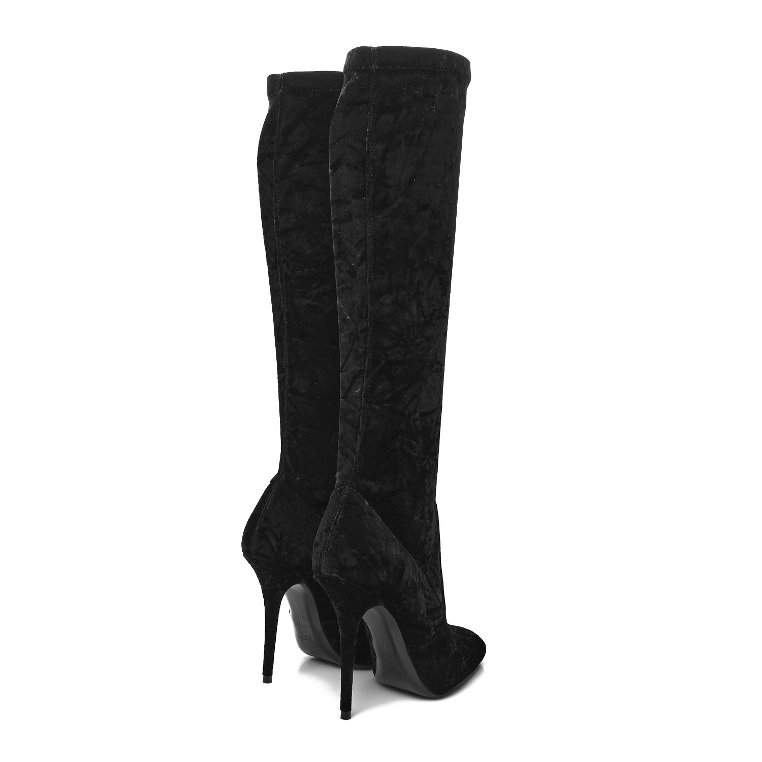 Saint Laurent Velvet Ella 110 Knee High Boots 40 Black 4 of 6