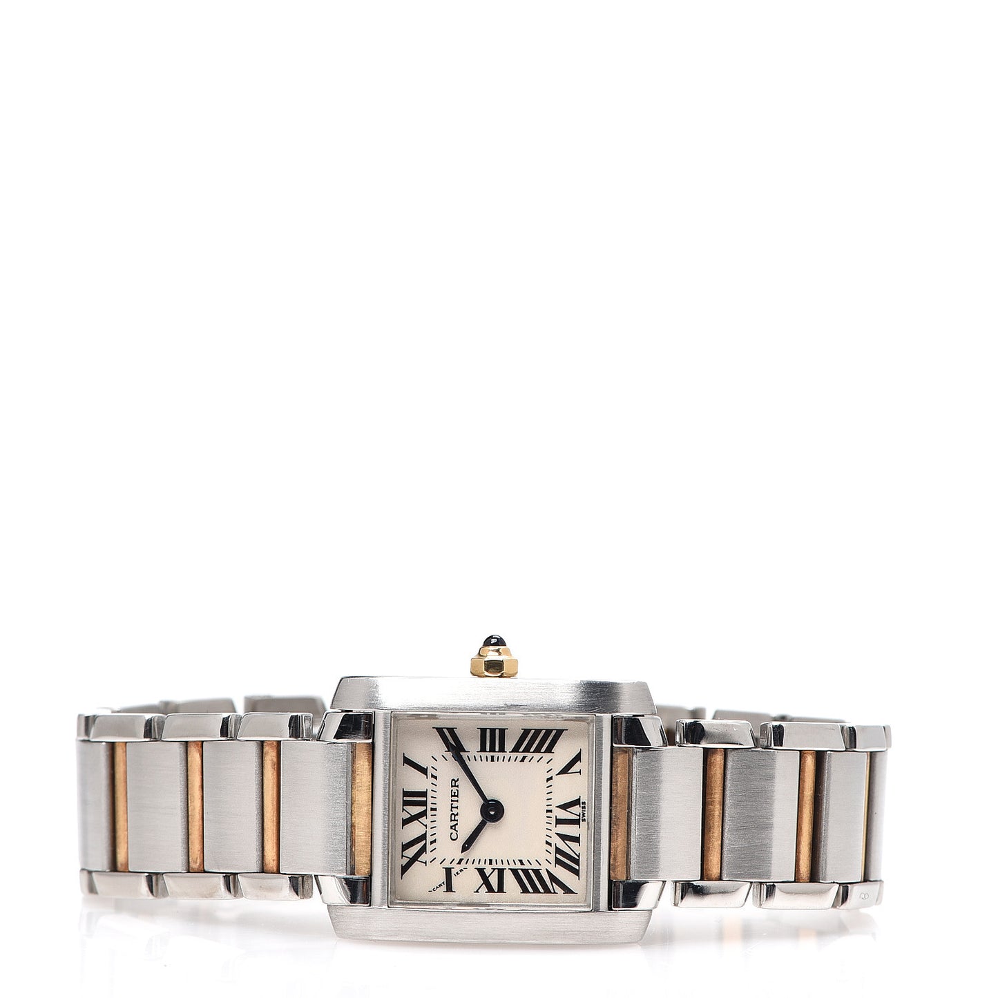 Stainless Steel 18K Yellow Gold 20mm Tank Francaise Quartz Watch