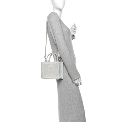 Christian Dior Washed Embroidery Oblique Lace Dior Medallion Mini Book Tote With Strap Celeste Blue Ecru 2 of 13
