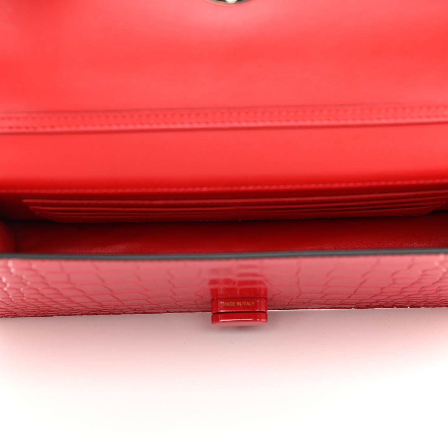 Calfskin Alligator Embossed Elisa Baguette Red