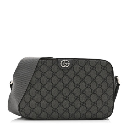 Gucci GG Supreme Monogram Textured Dollar Calfskin Ophidia Shoulder Bag Grey Black Graphite Grey 1 of 11