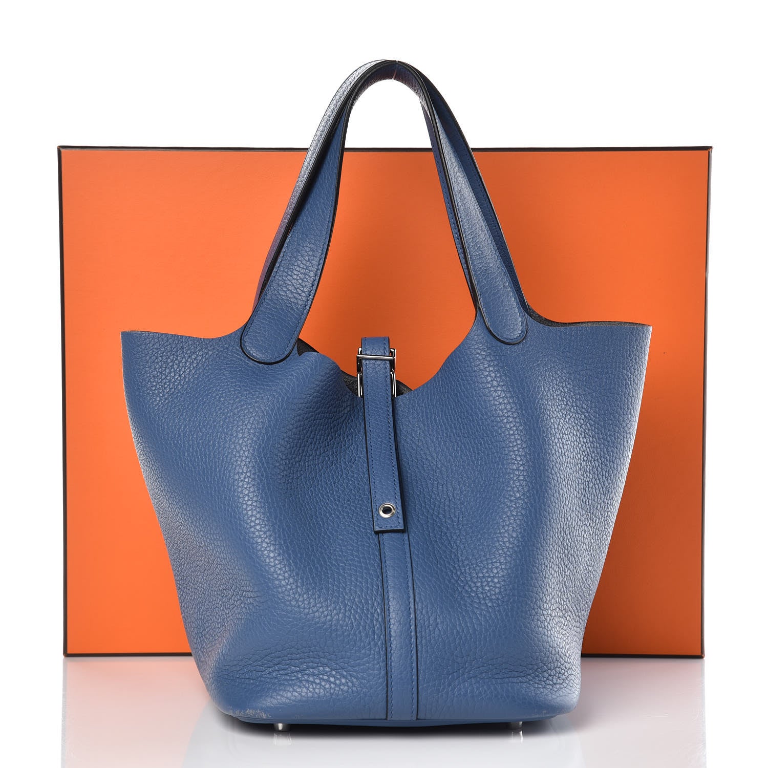 Hermes Taurillon Clemence Picotin Lock 22 MM Bleu Agate 8 of 12