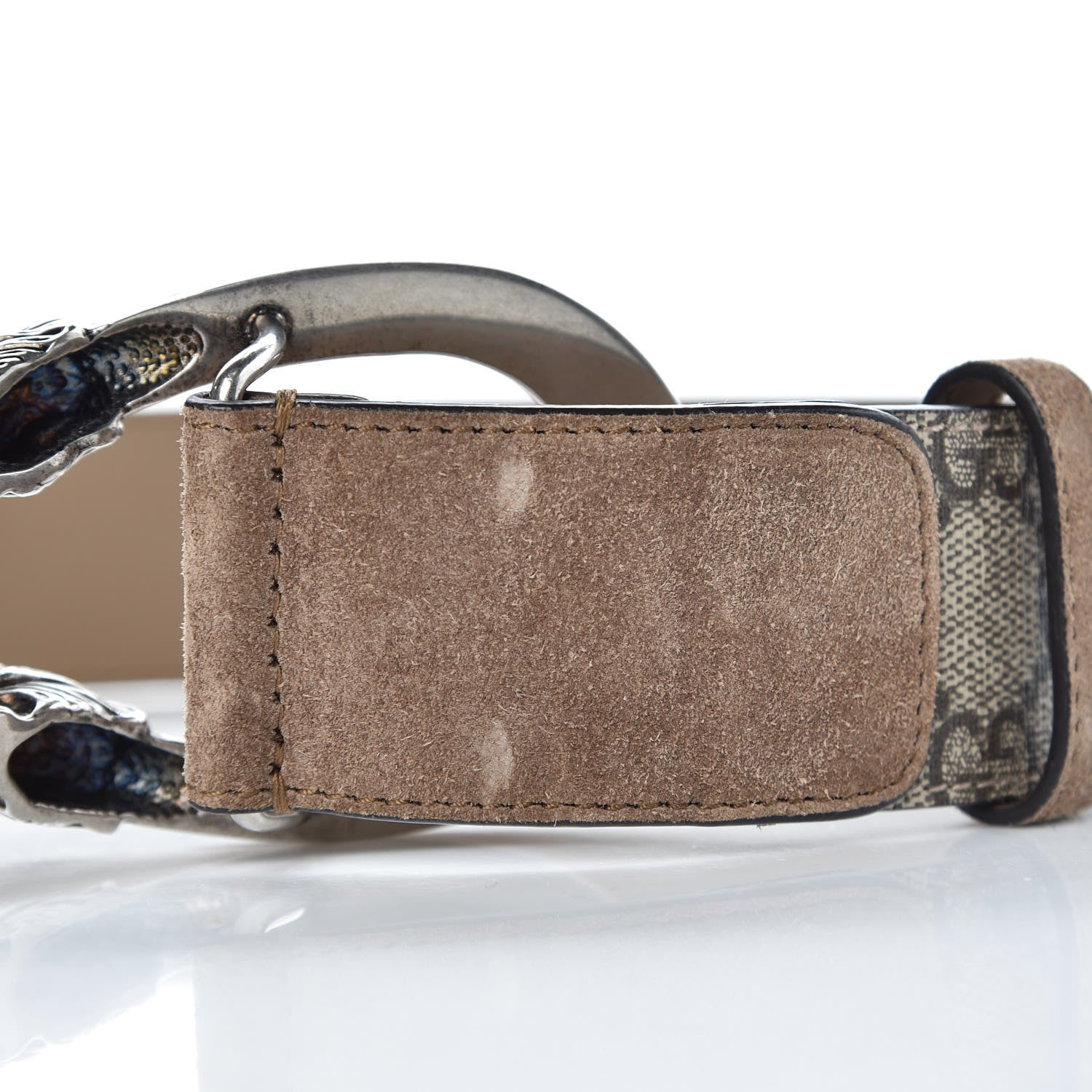 Gucci GG Supreme Monogram Suede Dionysus 40mm Belt 85 34 Beige Taupe 7 of 7