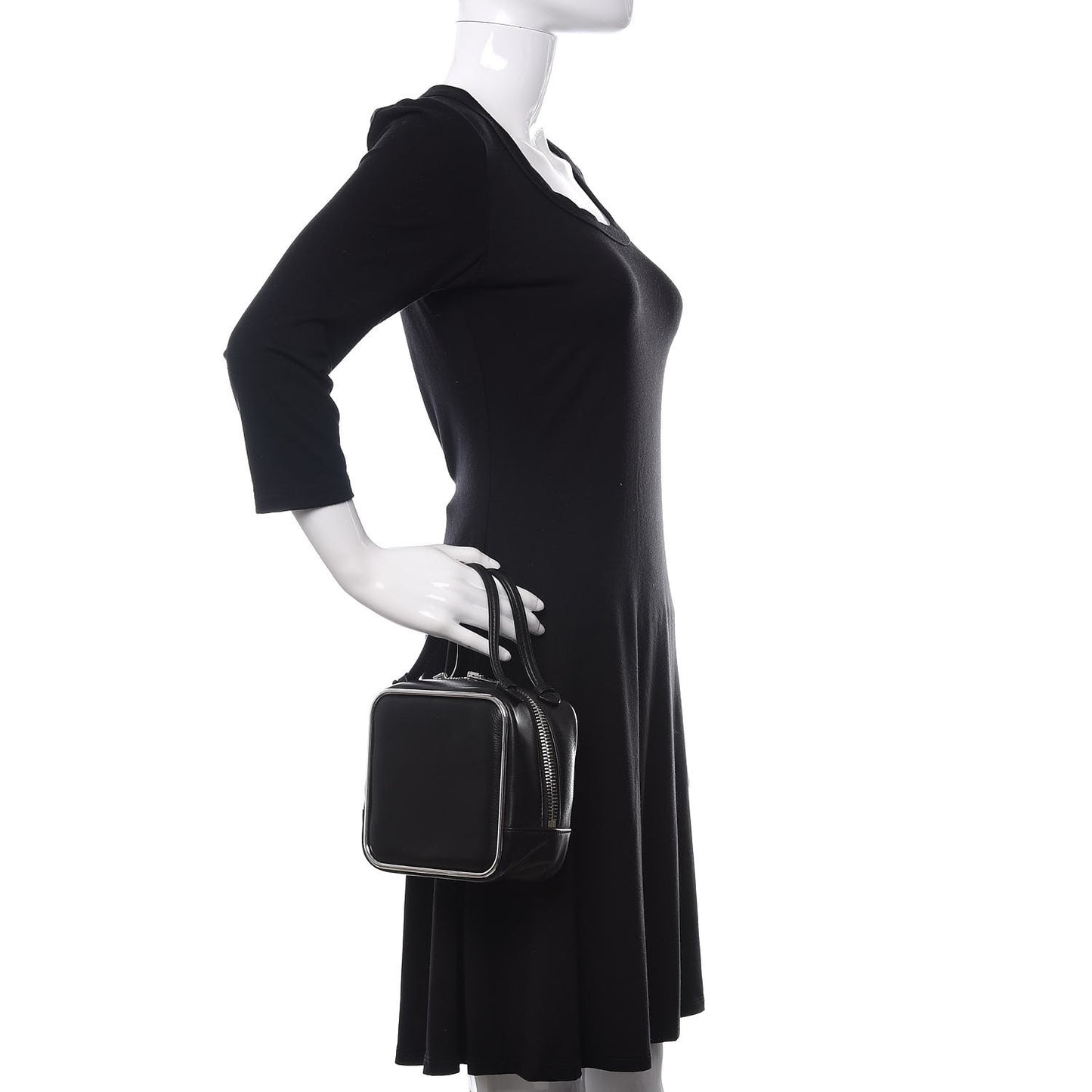 Supple Calfskin Halo Top Handle Bag Black