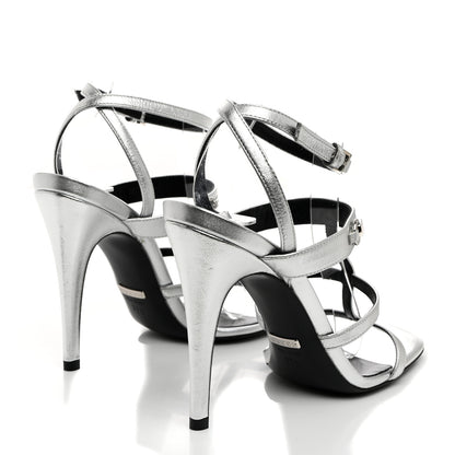 Gucci Nappa Silk High Heel Sandals 37.5 Argento 4 of 8