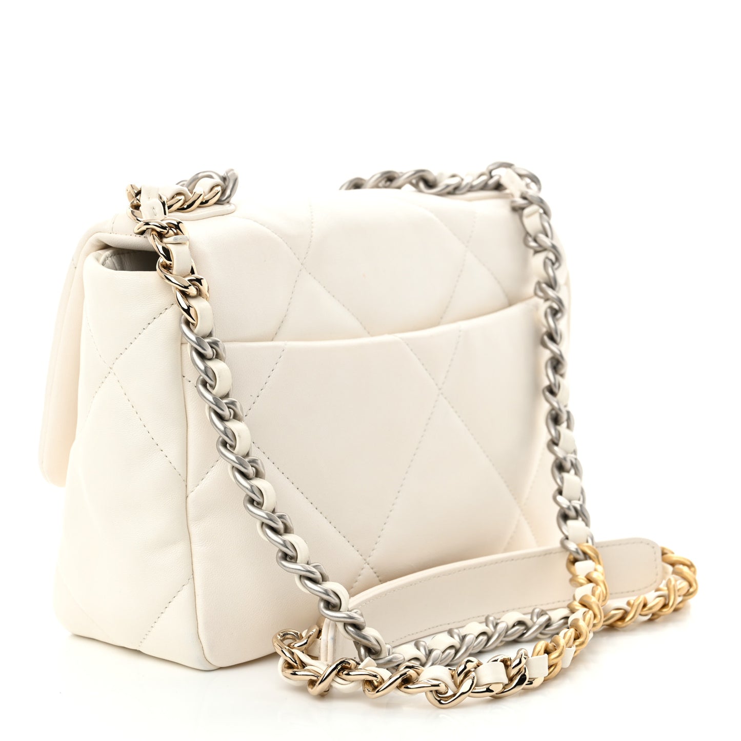 Lambskin Quilted Medium Chanel 19 Flap White
