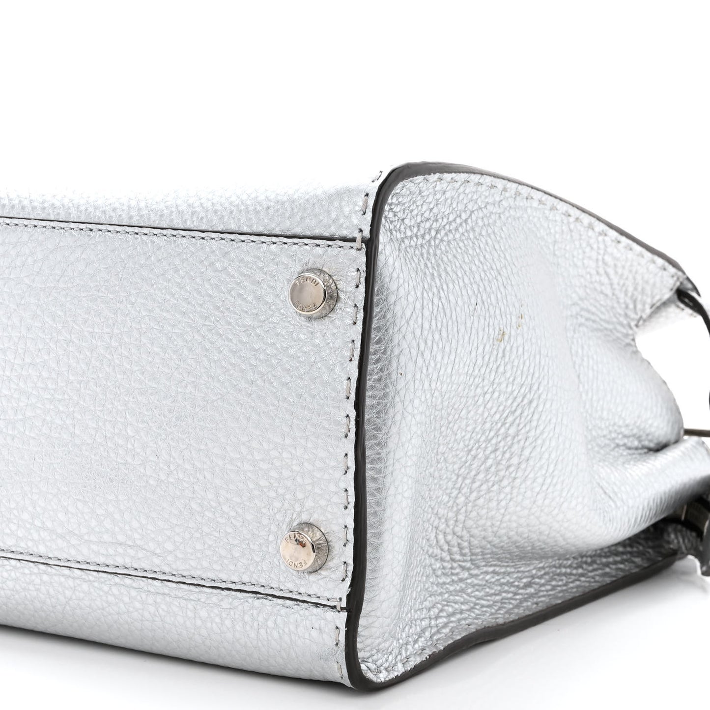 Metallic Cuoio Romano Selleria Metal Stitch Large Mens Peekaboo Iconic Essential Satchel Silver