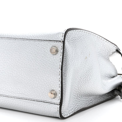 Fendi Metallic Cuoio Romano Selleria Metal Stitch Large Mens Peekaboo Iconic Essential Satchel Silver 11 of 14