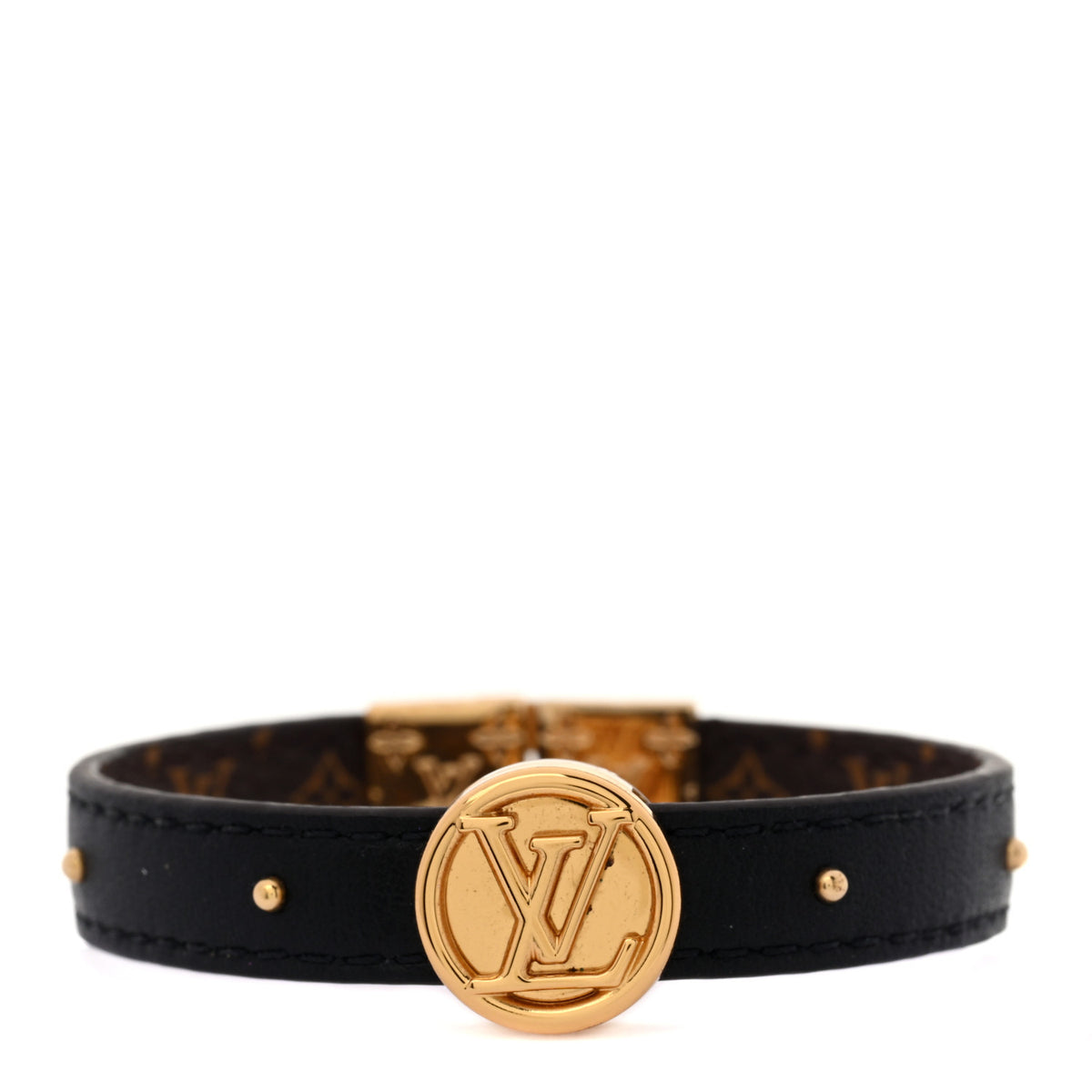 Louis Vuitton Monogram LV Circle Reversible Bracelet 17 Black 1 of 6