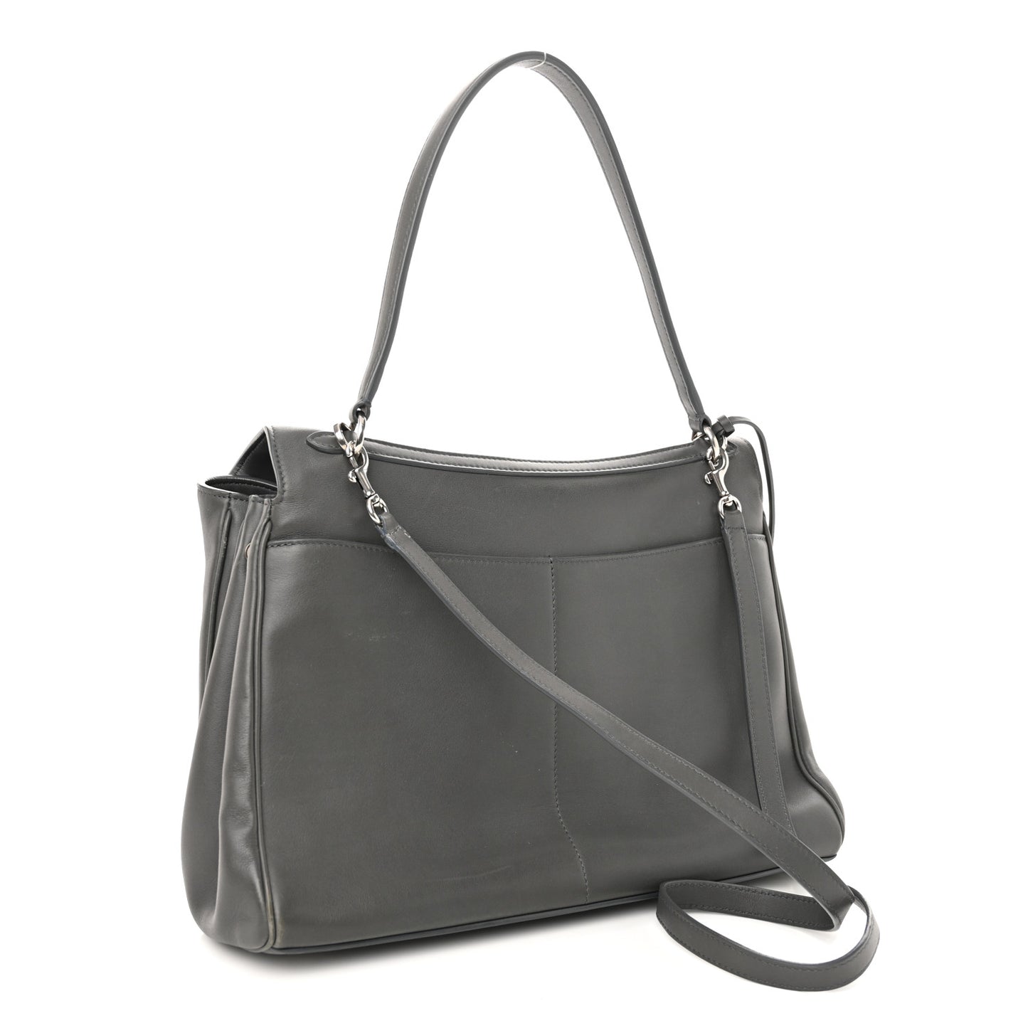 Natural Smooth Calfskin Medium Rodeo Top Handle Handbag Grey