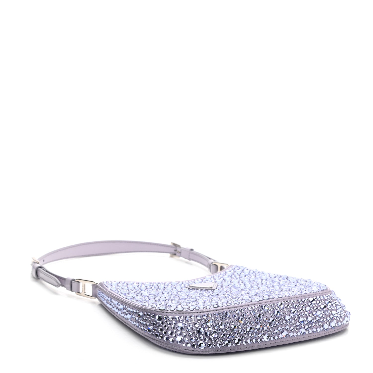 Prada Satin Crystal Cleo Adjustable Strap Shoulder Bag Glicine 6 of 7