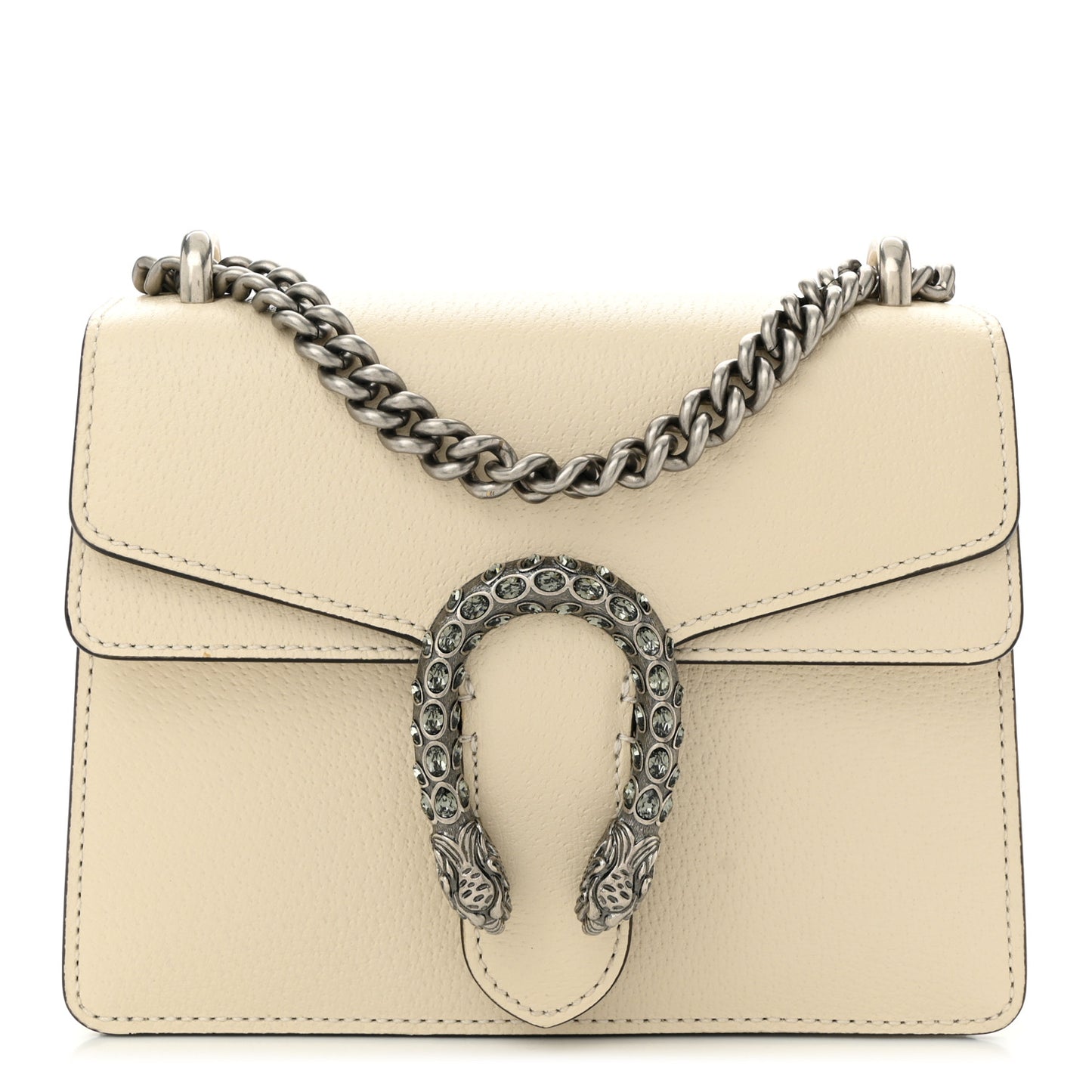 Textured Calfskin Crystal Mini Dionysus Shoulder Bag Mystic White
