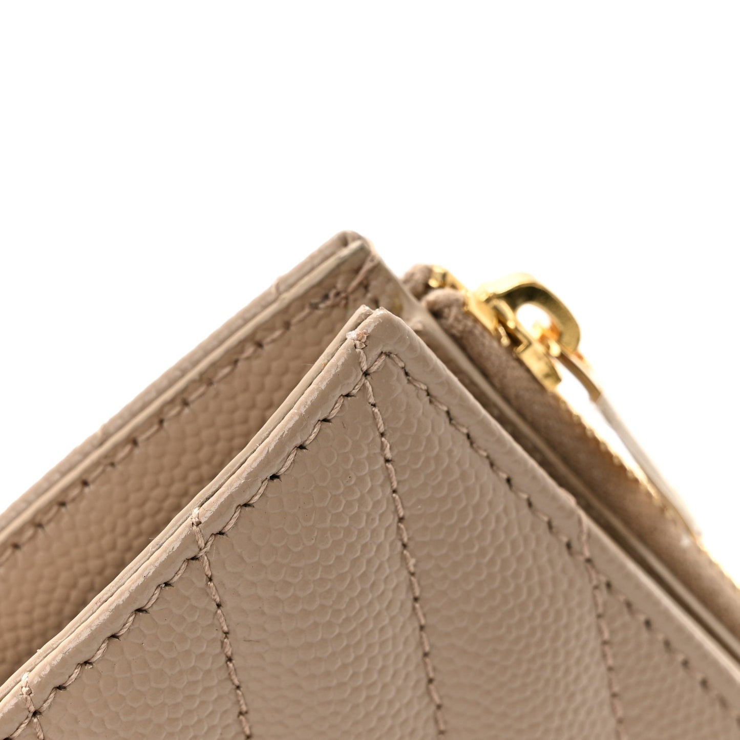 Grain De Poudre Matelasse Chevron Monogram Zipped Card Case Dark Beige