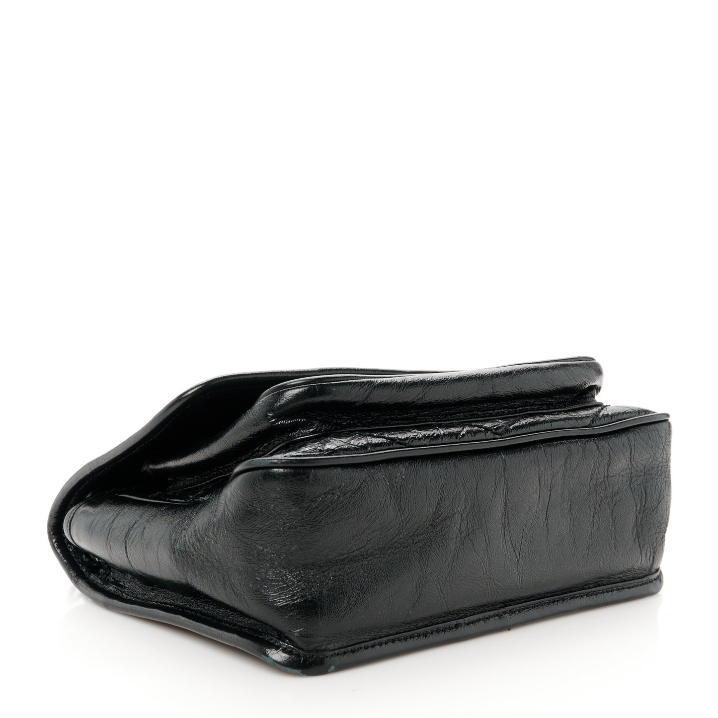 Crinkled Calfskin Matelasse Monogram Baby Niki Chain Satchel Black