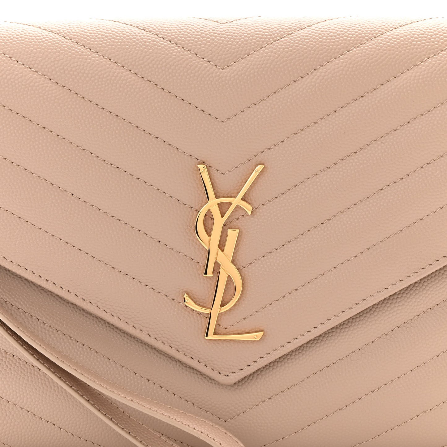Grain De Poudre Matelasse Chevron Monogram Envelope Clutch Dark Beige