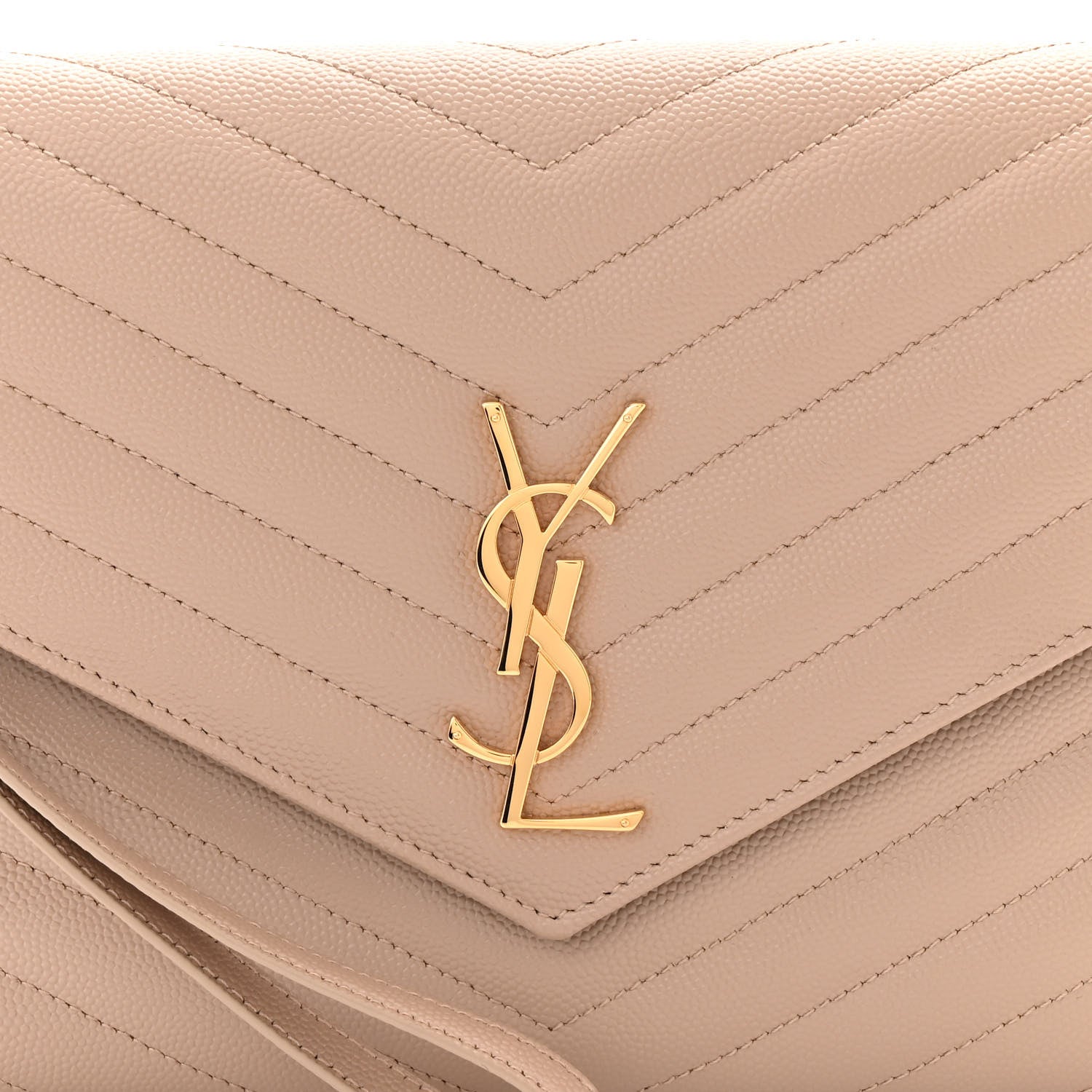 Saint Laurent Grain De Poudre Matelasse Chevron Monogram Envelope Clutch Dark Beige 8 of 11