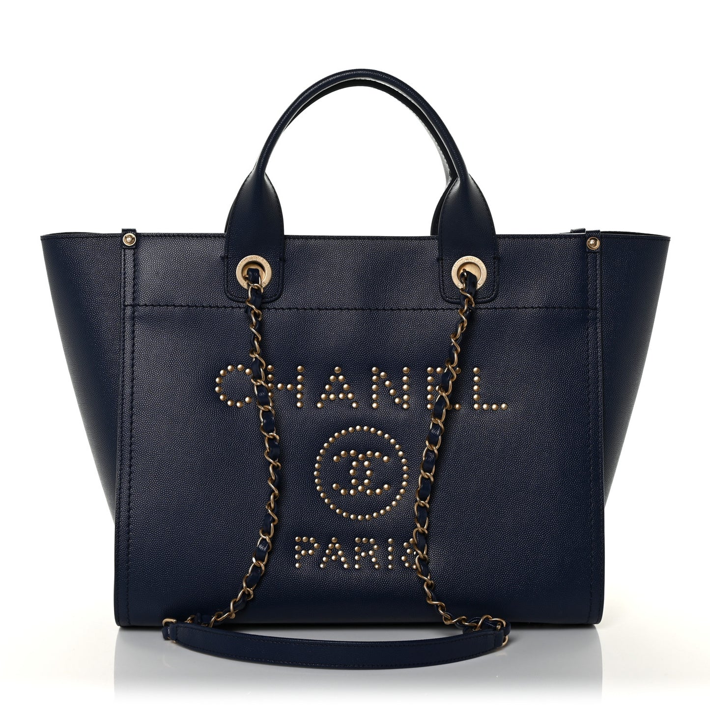 Caviar Small Studded Deauville Tote Navy