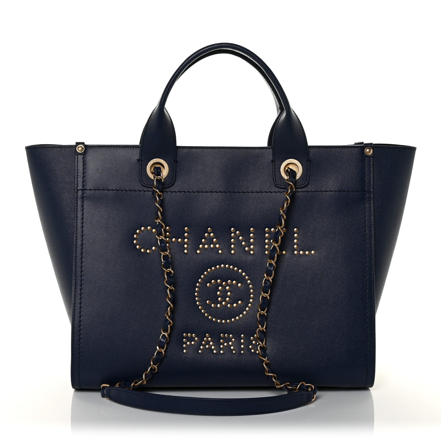 Chanel Caviar Small Studded Deauville Tote Navy 1 of 11
