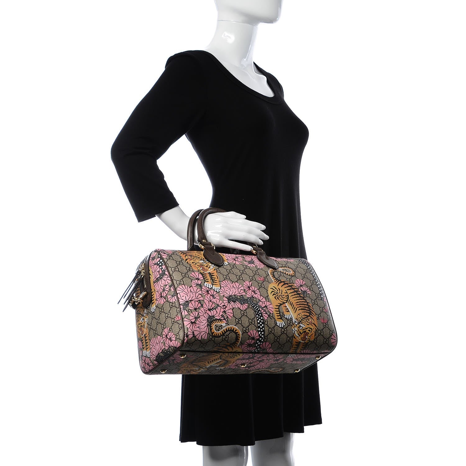 Gucci GG Supreme Monogram Bengal Medium Boston Beige PInk 3 of 7