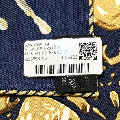 Hermes Silk Peinture Fraiche Scarf 45 Bleu Black Bronze 3 of 5