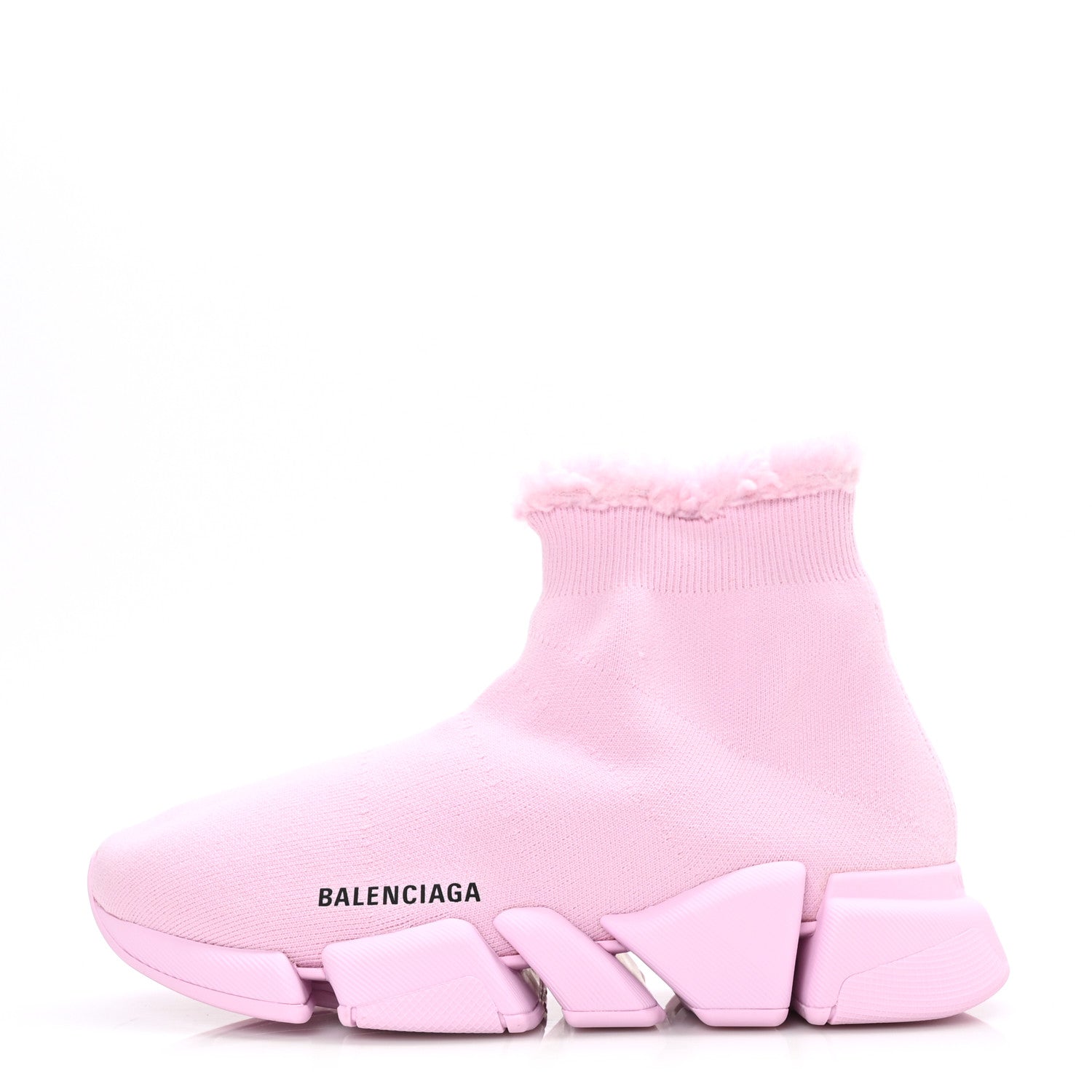 Balenciaga Technical 3D Recycled Knit Fake Fur Womens Speed 2.0 Sneakers 40 Monocolor Soft Pink 1 of 7