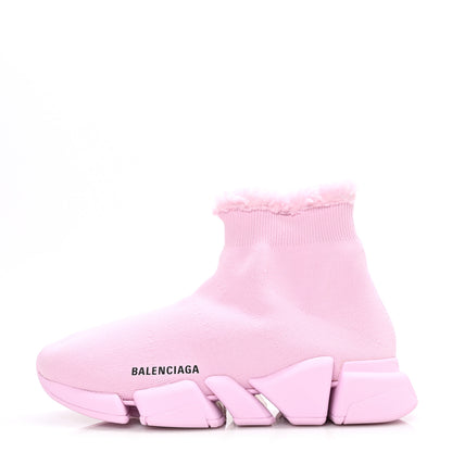 Balenciaga Technical 3D Recycled Knit Fake Fur Womens Speed 2.0 Sneakers 40 Monocolor Soft Pink 1 of 7