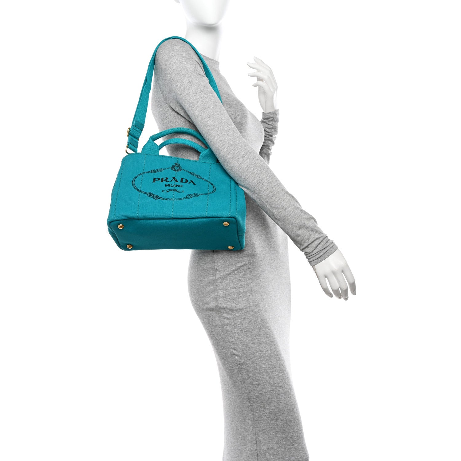 Prada Canapa Small Logo Tote Pavone 2 of 10