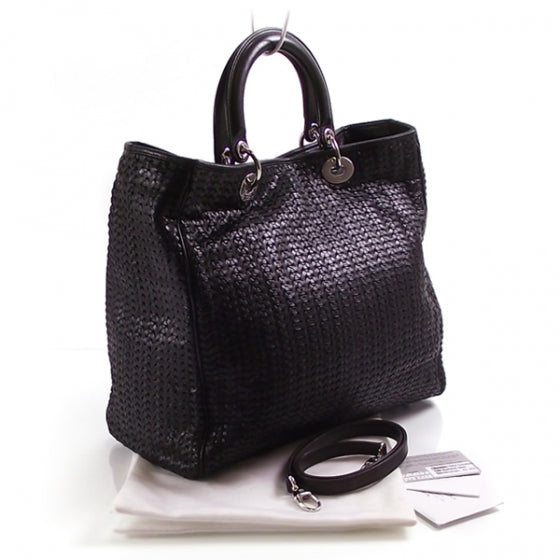 Christian Dior Leather Woven Dior Charm Tote 3 of 11