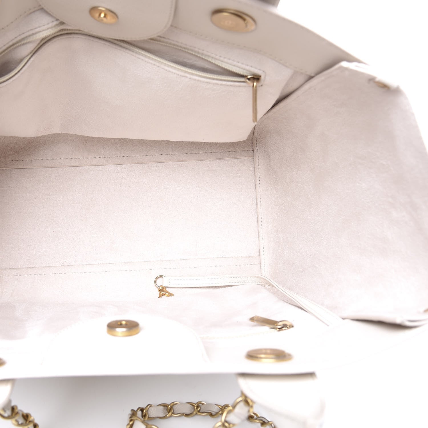 Chanel Caviar Small Studded Deauville Tote Ivory 4 of 10