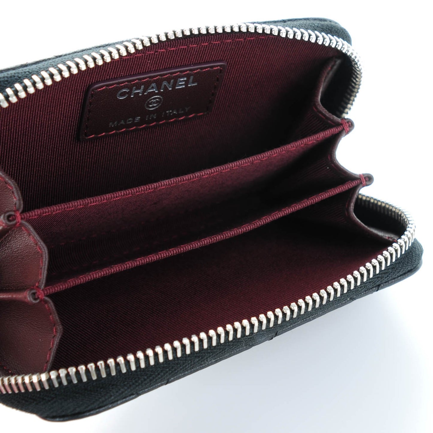 Lambskin Quilted Zip Coin Purse Black