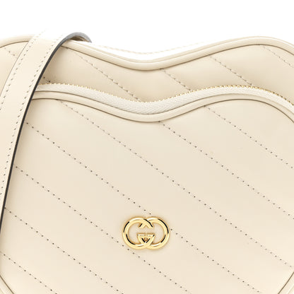 Gucci Calfskin Matelasse Diagonal Mini Interlocking G Heart Shoulder Bag Mystic White 8 of 10