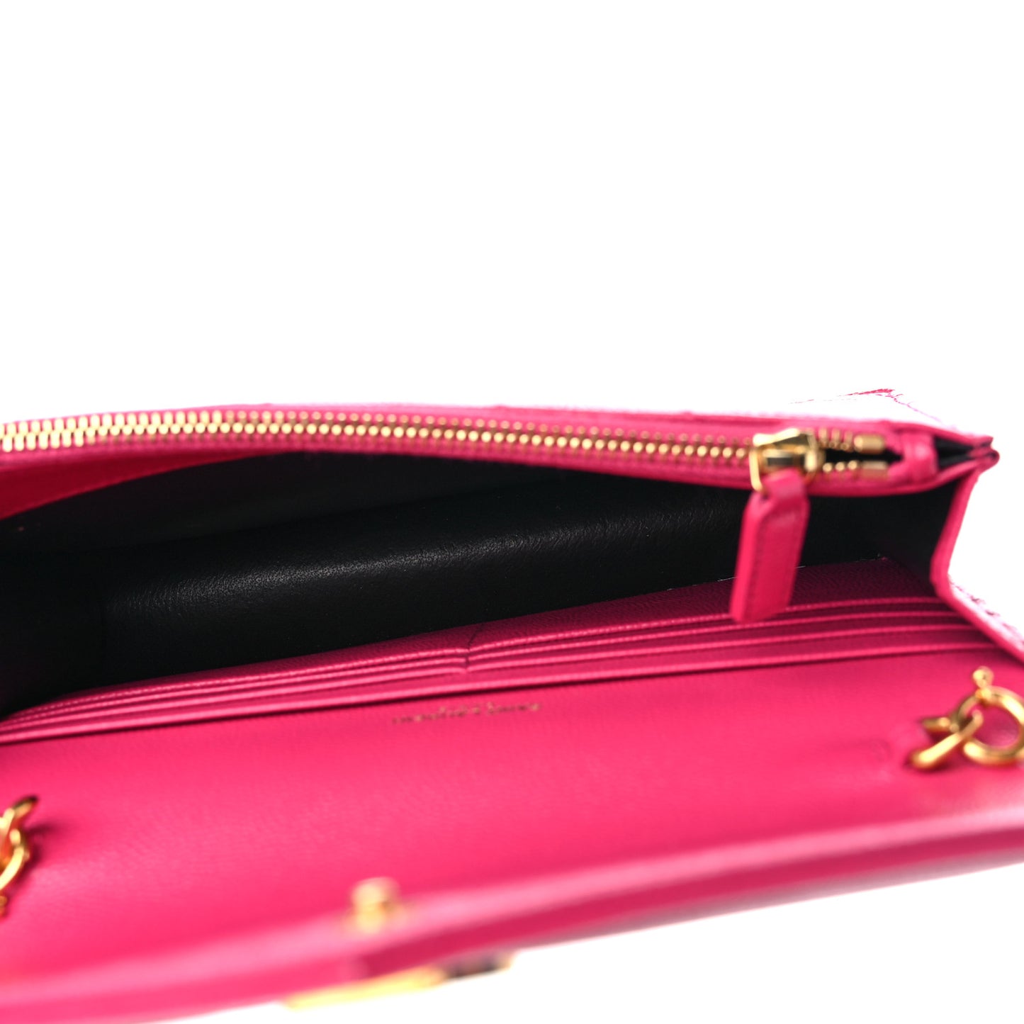 Grain De Poudre Matelasse Chevron Monogram Envelope Chain Wallet Fresh Fuchsia