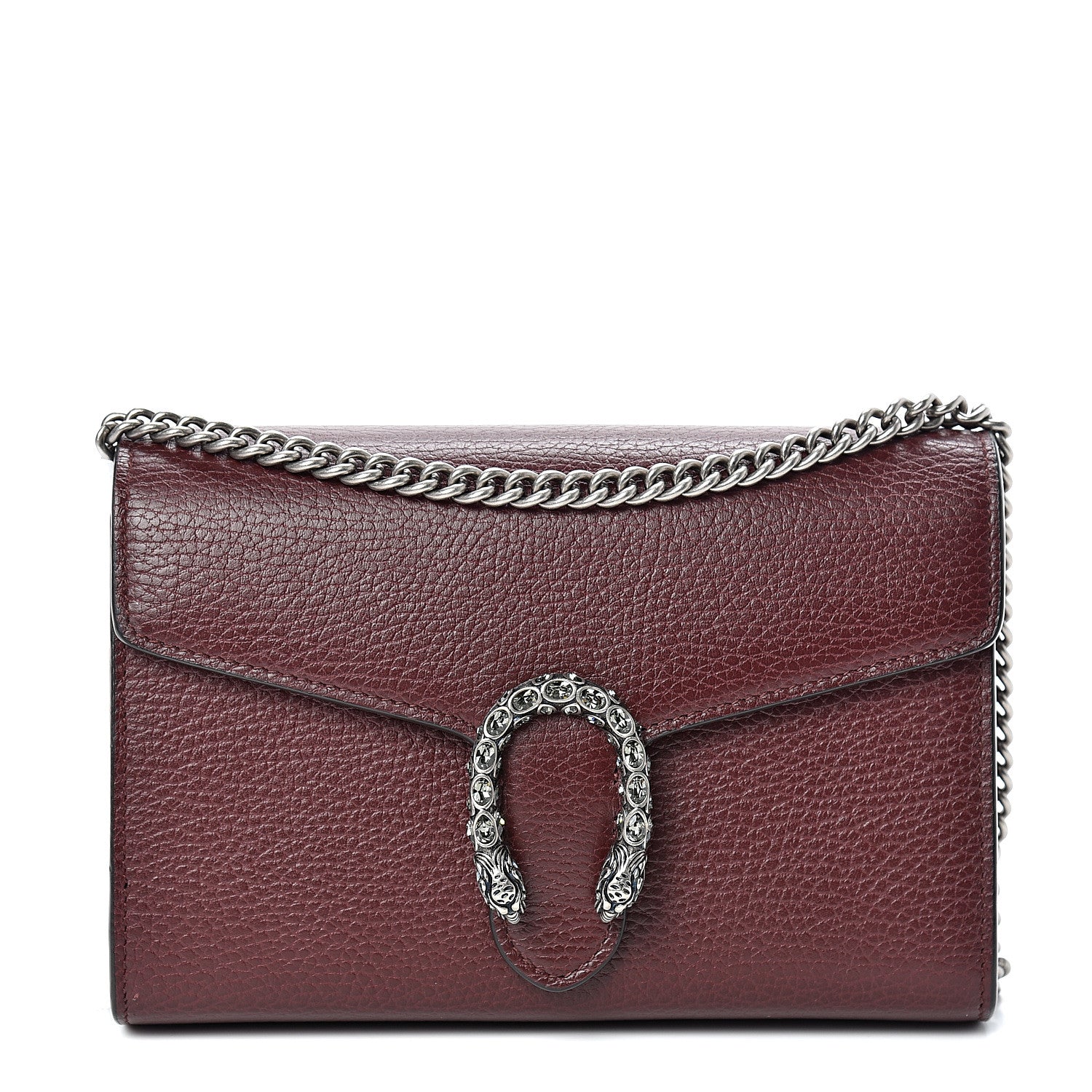 Gucci Dollar Calfskin Crystal Mini Dionysus Chain Wallet Vintage Bordeaux 1 of 11