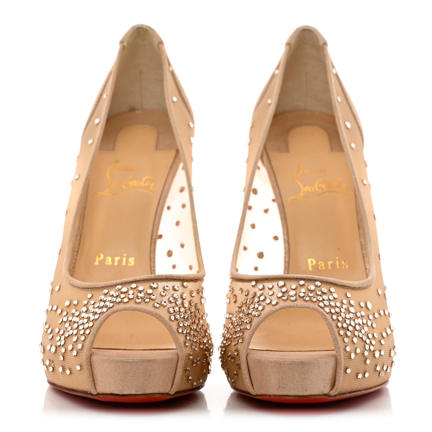 Rete Very Strass 120 Peep Toe 38 Nude