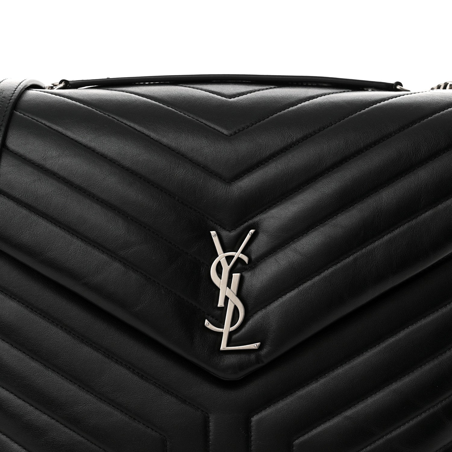 Saint Laurent Calfskin Y Quilted Monogram Large Loulou Chain Satchel Black 8 of 11