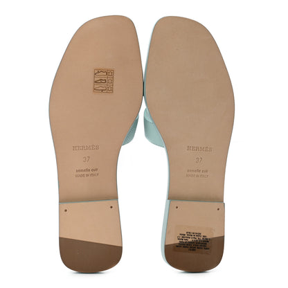 Hermes Epsom Oran Sandals 37 Vert Embrun 5 of 8