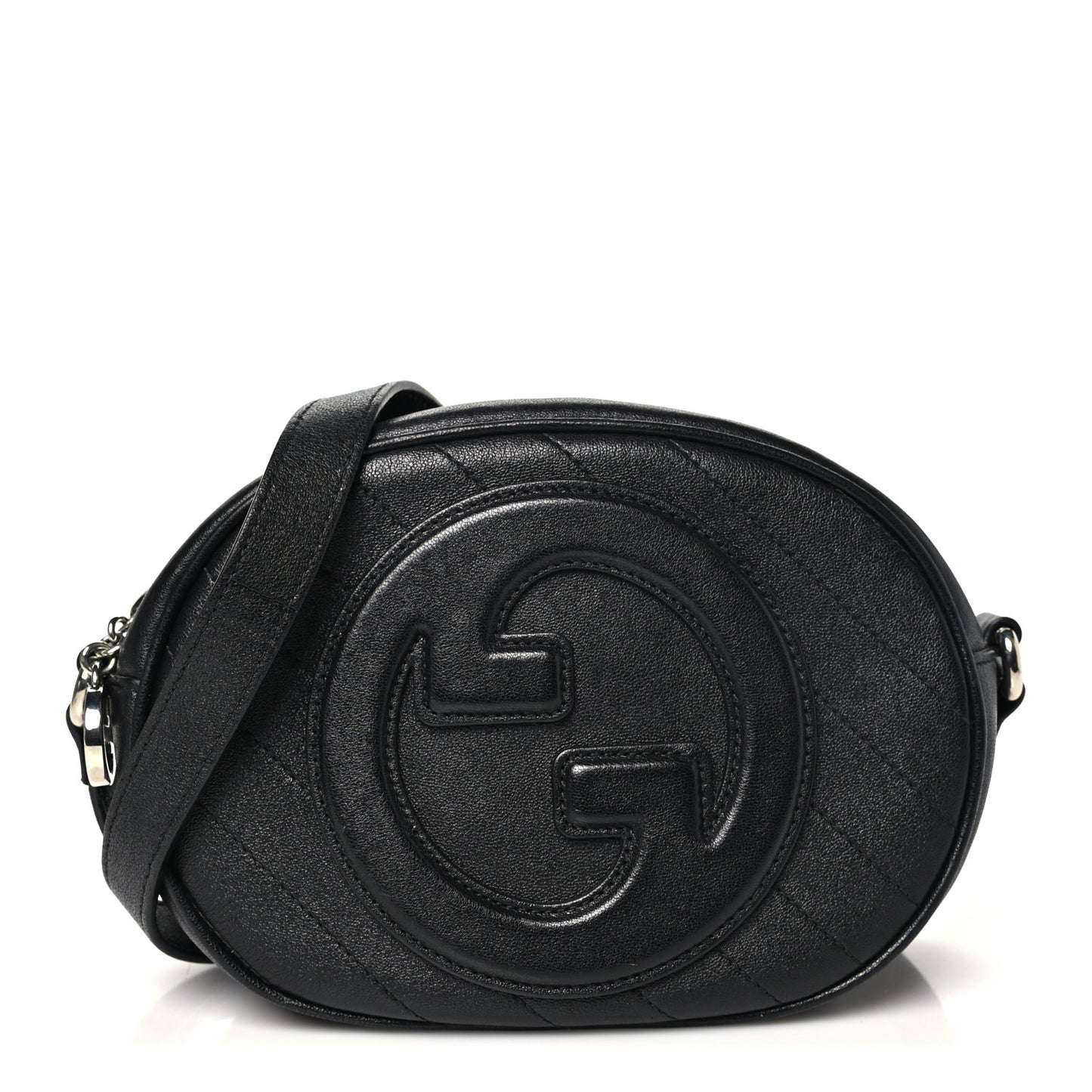 Sakai Be Green Calfskin Diagonal Stitched Mini Blondie Shoulder Bag Black