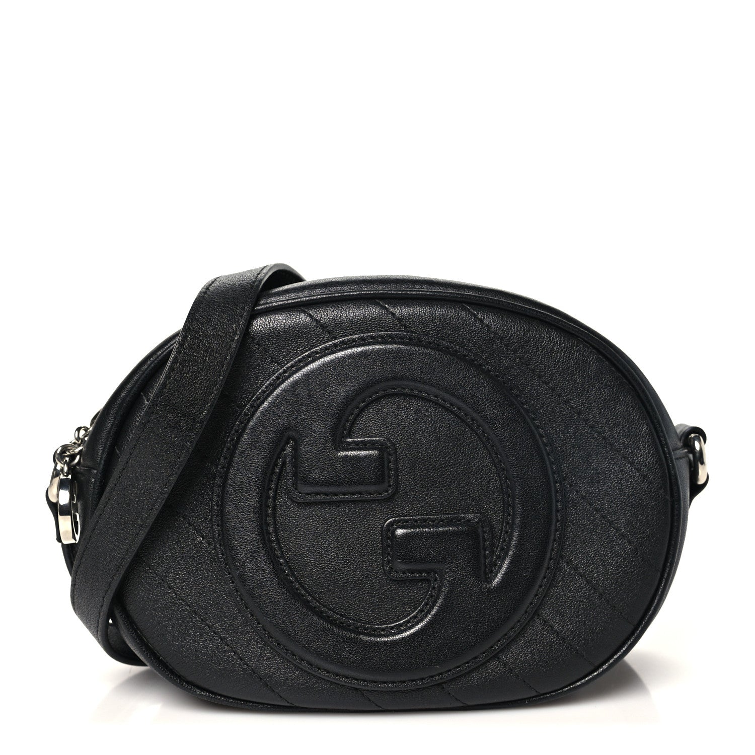 Gucci Sakai Be Green Calfskin Diagonal Stitched Mini Blondie Shoulder Bag Black 1 of 10