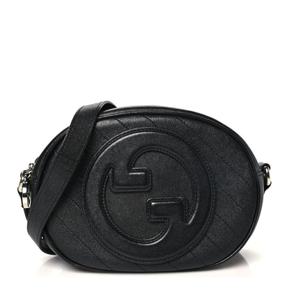 Gucci Sakai Be Green Calfskin Diagonal Stitched Mini Blondie Shoulder Bag Black 1 of 10