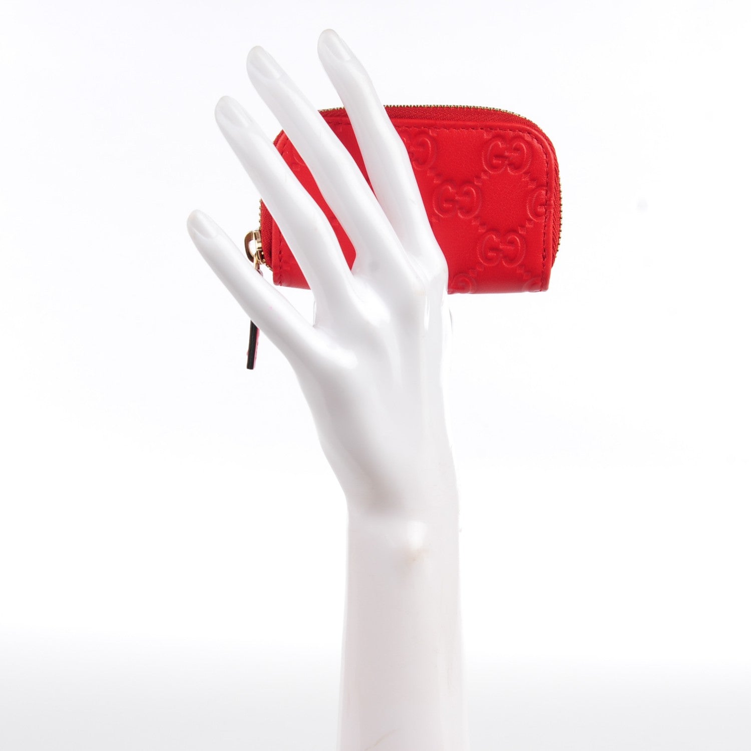 Gucci Guccissima Zip Around Coin Purse Red 2 of 7