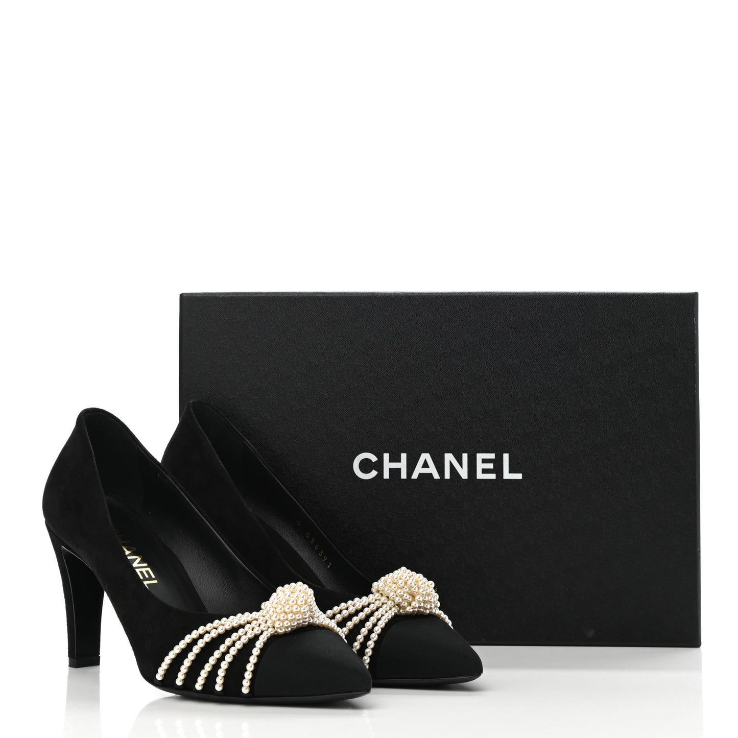 Suede Pearl Grosgrain Pumps 38 Black